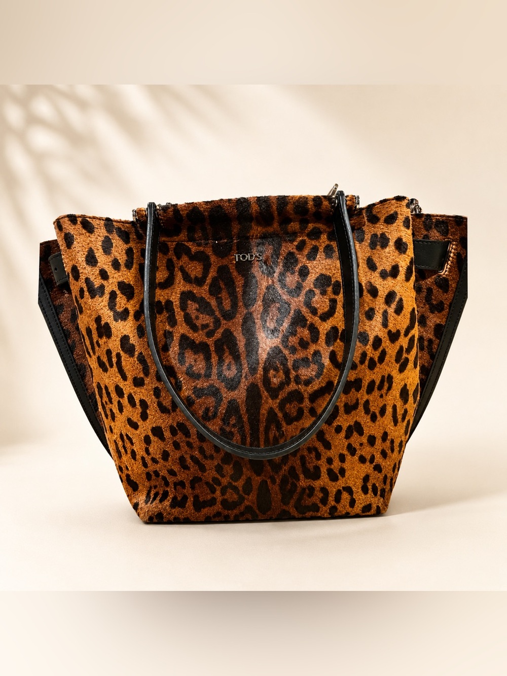 RARE NWOT Tod’s Leopard Calf Hair Tote Bag Italy